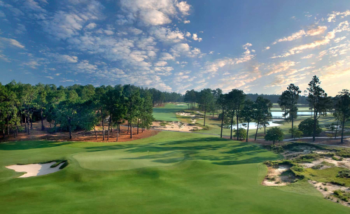 Pinehurst No. 4 rolling sandhills fairways and expansive waste bunkers